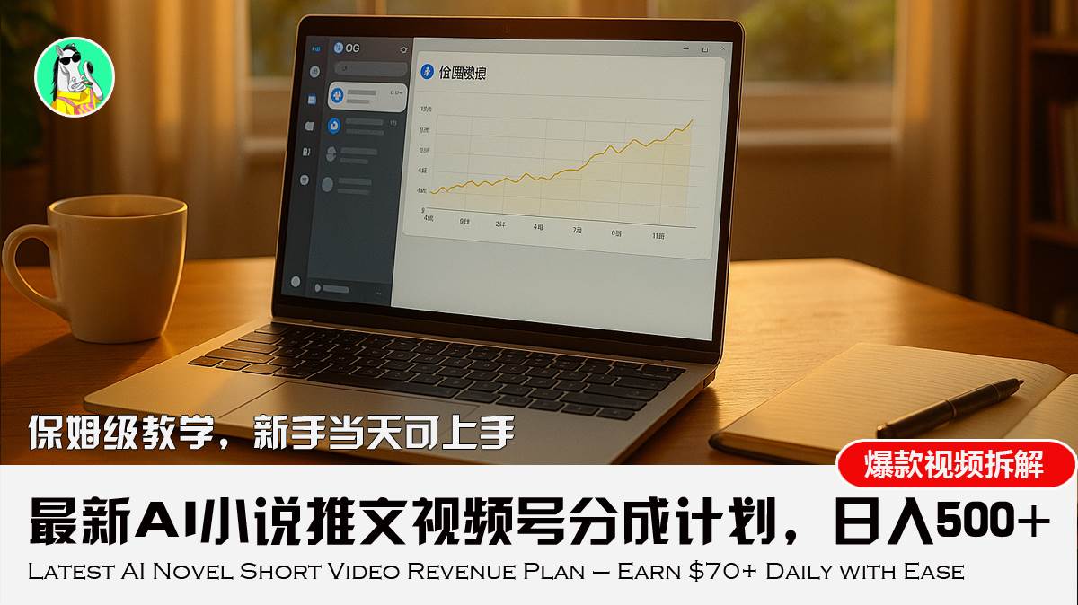 (8.7)最新AI小说推文视频号分成计划，新手小白也能当天日入500+教程